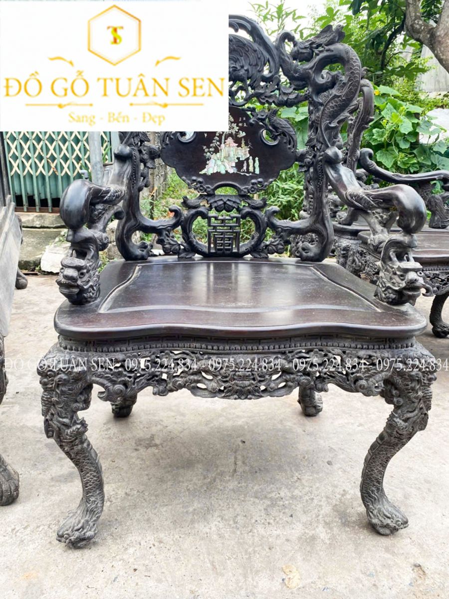 Thông tin kích thước bộ khánh rồng gỗ gụ khảm ốc